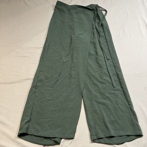 ZARA GREEN WRAP WIDE LEG PALAZZO PANTS TIE WAIST SIZE Large L